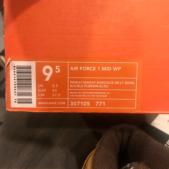 Nike Air Force 1 Mid WP Wheat Flax Shoes Sz 9.5 - Picture 9 of 10